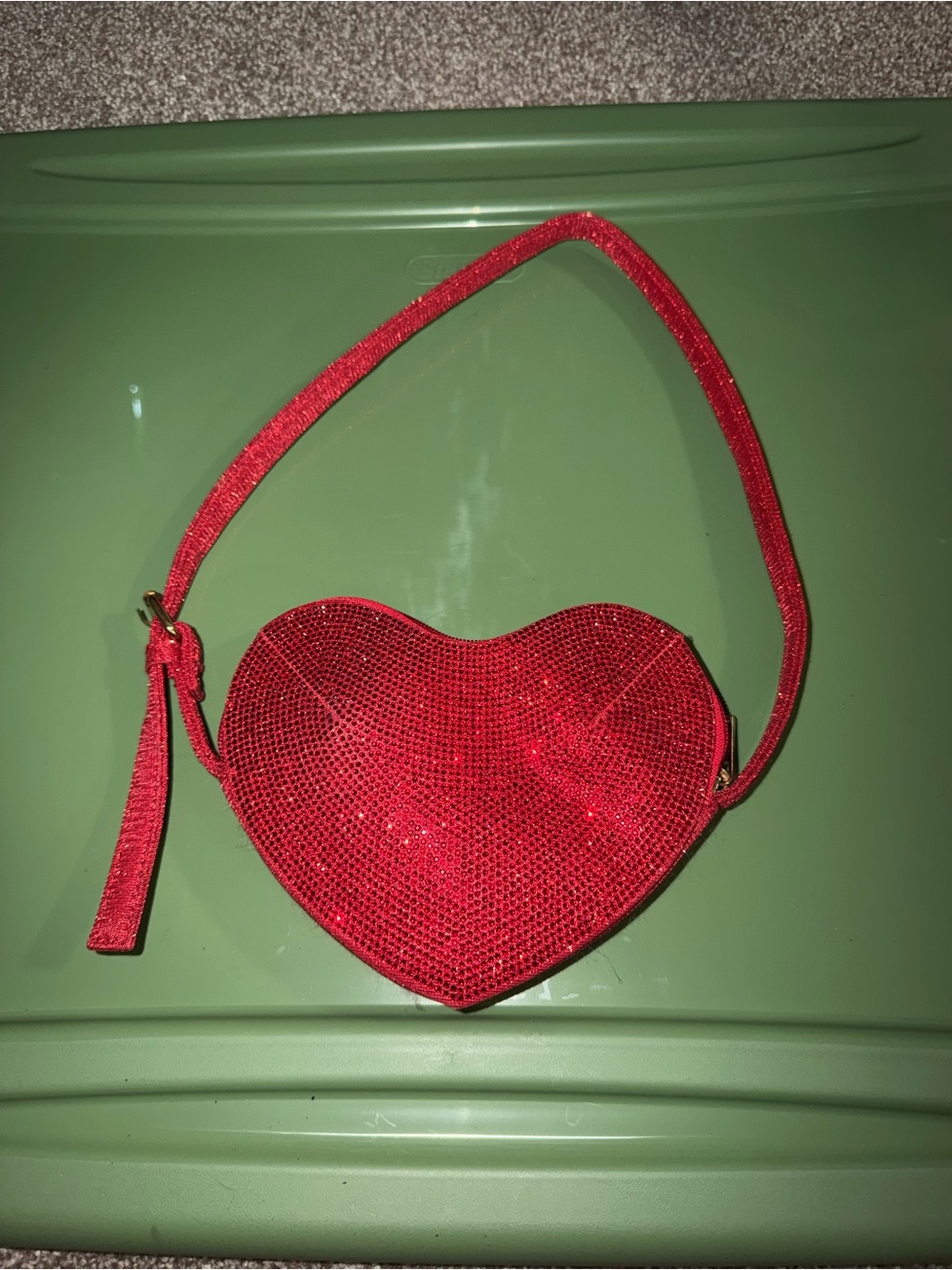 Red Heart-Shaped Sparkle Shoulder Bag - Women's Fashion